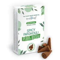 Conuri parfumate pe baza de plante Spicy Patchouli, 12 bucati, Backflow