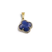 Pandantiv Lapis Lazuli trifoi cu montura aurie, 18mm