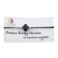 Bratara Therapy Obsidian trifoi cu montura argintie