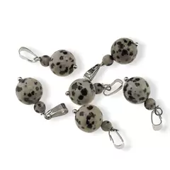 Pandantiv Jasp dalmatian, sfere 10mm si 4mm