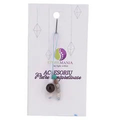 Accesoriu cu pietre semipretioase Agat maro sfera 8mm si mix cristale 4mm