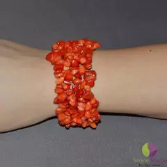 Bratara coral portocaliu chipsuri pe elastic