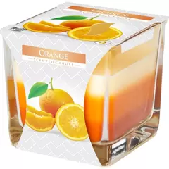 Lumanare parfumata Bispol in trei culori, pahar patrat - Orange