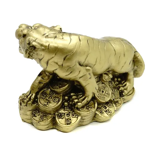 Statueta Feng Shui Tigru cu Monede si Pepite - 9cm, imagine 2