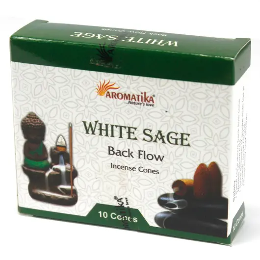 Conuri parfumate Aromatika fumigatie backflow - White Sage, 10 buc