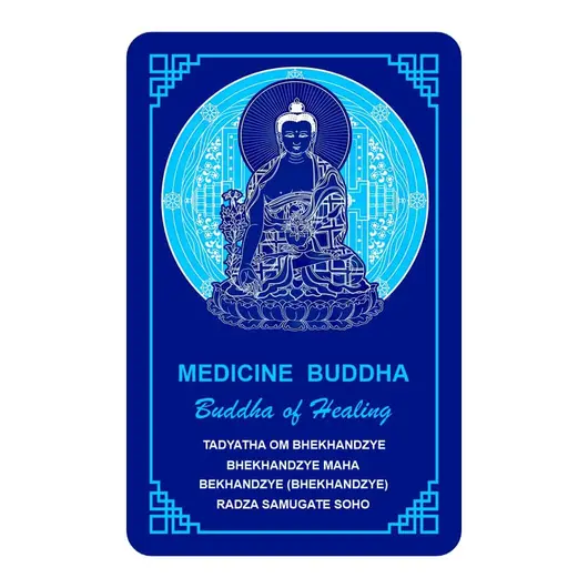 Card Feng Shui din plastic Buddha Medicine cu floare de lotus 2024