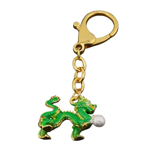 Amuleta Feng Shui din metal Dragon verde cu perla 2024