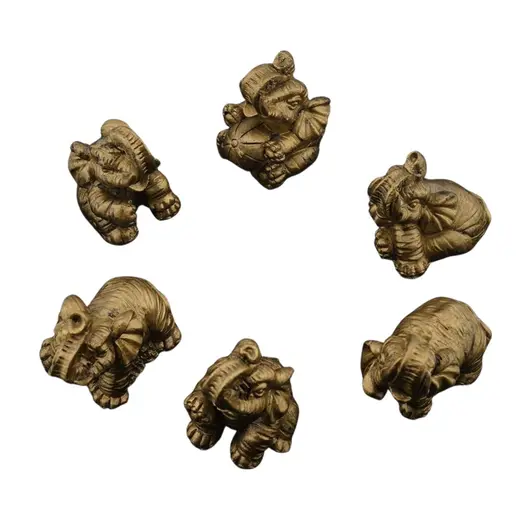 Set 6 statuete Feng Shui Elefanti din rasina aurie, 4-5cm