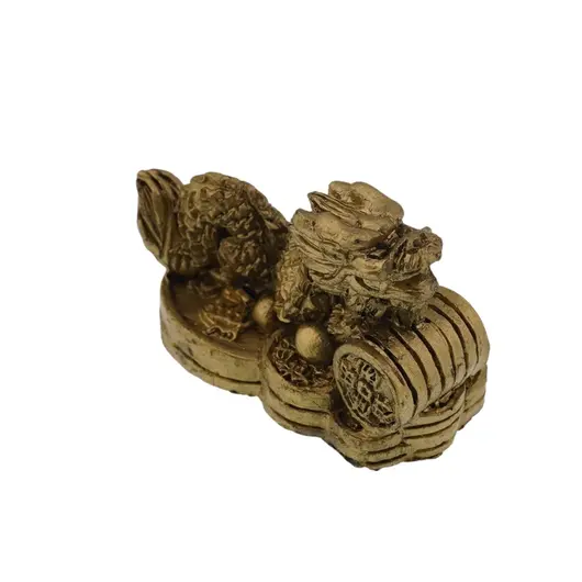 Statueta Feng Shui Dragon cu fisic de monede din rasina - 5cm, imagine 3