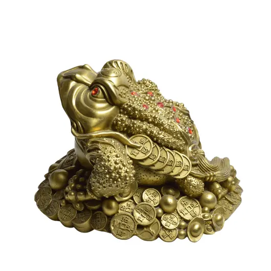 Statueta Feng Shui din alama Broasca raioasa pentru prosperitate, 22cm, imagine 2