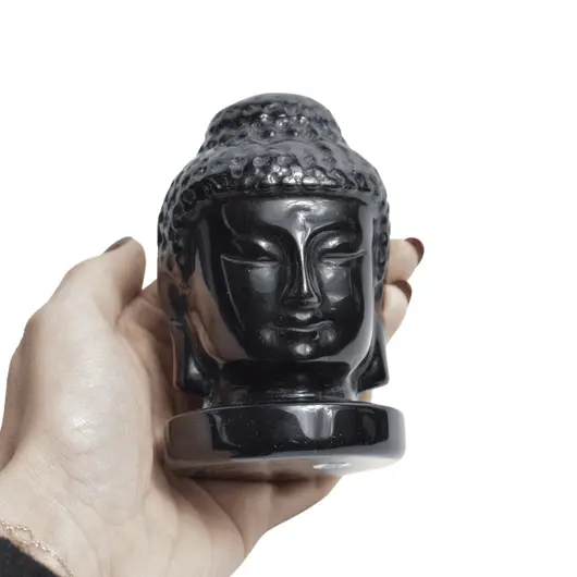 Statueta Feng Shui din Obsidian capul lui Buddha, 10cm, imagine 4