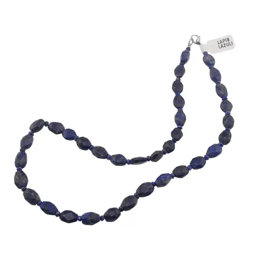 Colier cristale naturale Lapis Lazuli fatetat 8-10mm si discuri 4mm