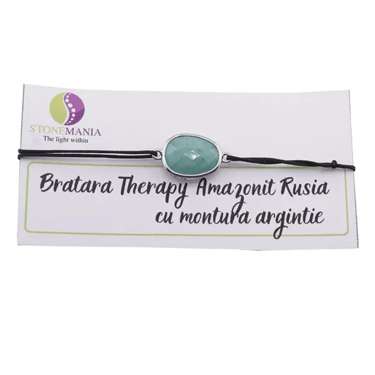 Bratara Therapy Amazonit Rusia oval cu montura argintie