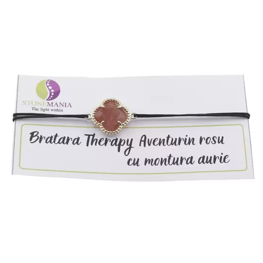 Bratara Therapy Aventurin rosu trifoi cu montura aurie