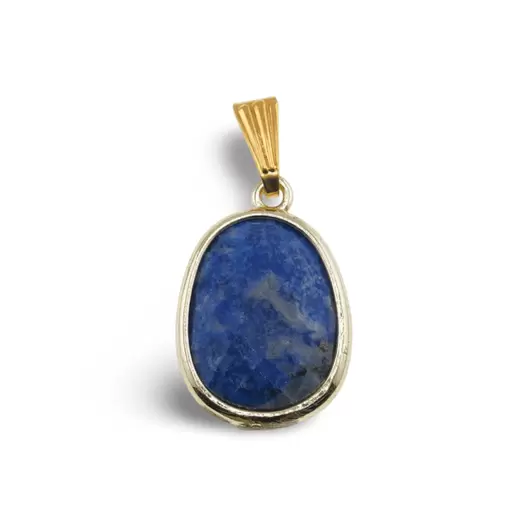 Pandantiv Lapis Lazuli oval cu montura aurie, 20mm