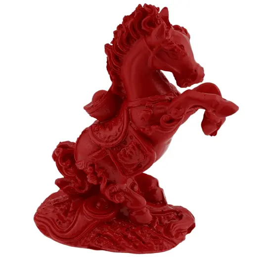 Statueta Feng Shui Cal rosu pe suport cu pepita - 9cm