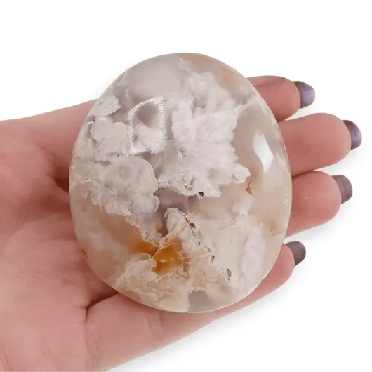 Palm Stone cristal natural Agat Flower, 70-100g, imagine 4