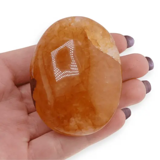 Palm Stone cristal natural Cuart tangerin, 80-100g, imagine 5