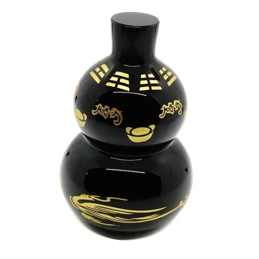 Statueta Feng Shui Wu Lou din obsidian cu simboluri, mare - 12cm