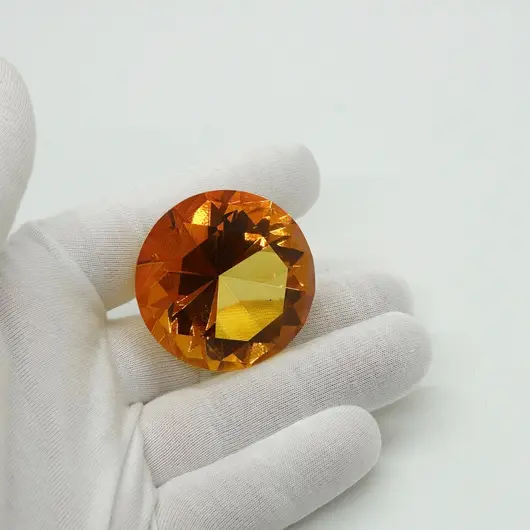 Cristal decorativ din sticla K9, diamant, mediu - 4cm, amber, imagine 2