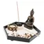 Decoratiune Gradina Zen in miniatura, Suport hexagonal cu Buddha, lumanare, betisoare parfumate si accesorii